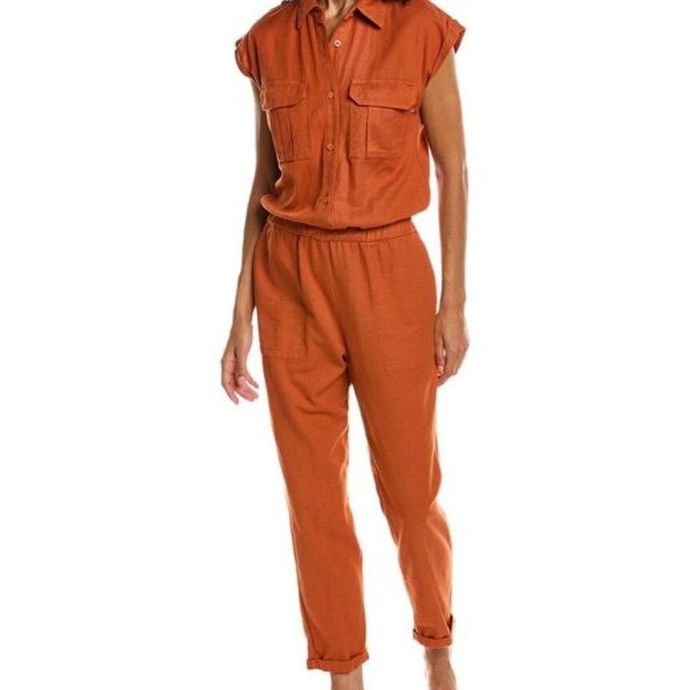 MONROW Women's XS Rust Twill Jumpsuit
